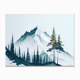 Mountain And Forest In Minimalist Watercolor Horizontal Composition 413 Canvas Print