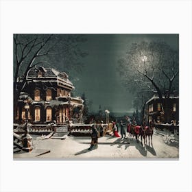 Nighttime Christmas Scene Canvas Print