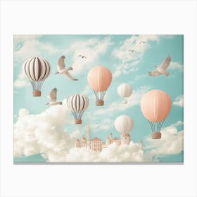 3d Art Design With Air Balloons And Birds Canvas Print