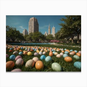 Easter Eggs In The Park Canvas Print