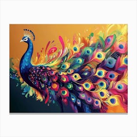 Colorful Peacock Painting 1 Canvas Print