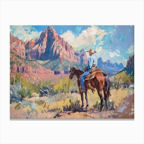 Cowboy In Zion National Park Utah 1 Canvas Print