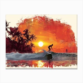 Surfer At Sunset 2 Canvas Print