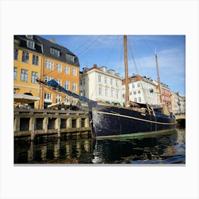 Boat Docked In Nyhavn Canvas Print