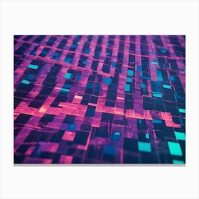 Abstract Image Of A Series Of Rectangular Panels In Shades Of Pink And Blue, Creating A Geometric And Futuristic Aesthetic Canvas Print