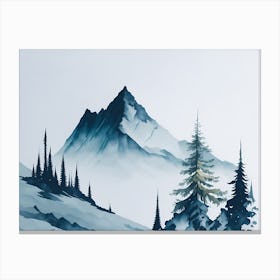 Mountain And Forest In Minimalist Watercolor Horizontal Composition 155 Canvas Print