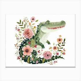 Little Floral Alligator 2 Canvas Print