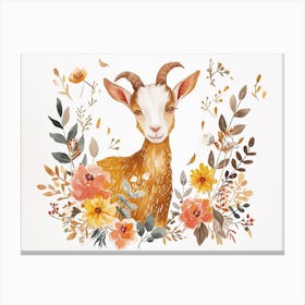 Little Floral Goat 3 Canvas Print