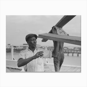 Stevedore Handling Lumber In Unloading Process, Pilottown, Louisiana, The El Rito By Russell Lee Canvas Print