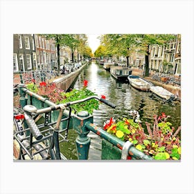 Looking Along Bloemgracht Canal, Amsterdam Canvas Print