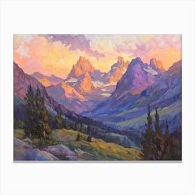 Western Sunset Landscapes Rocky Mountains 3 Canvas Print