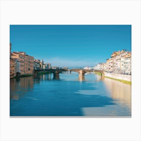 Florence And River Arno Canvas Print