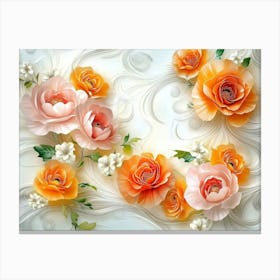 Orange Roses Wallpaper Canvas Print