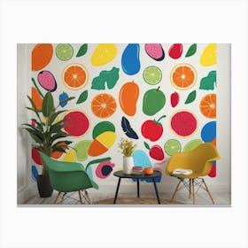 Colorful Fruit Slices Wall Mural 3 Canvas Print