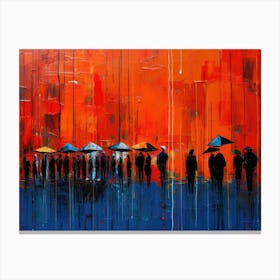 Umbrellas In The Rain Canvas Print