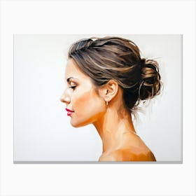 Side Profile Of Beautiful Woman Oil Painting 39 Canvas Print