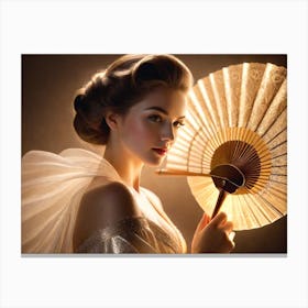 Chinese Woman Holding Fan Canvas Print