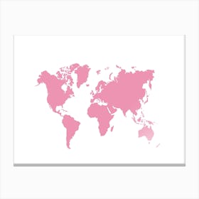 Pink World Map Canvas Print