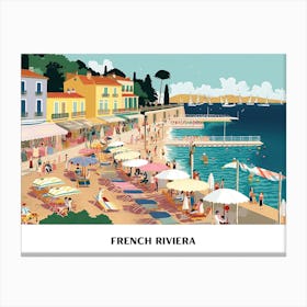 French Riviera Vintage Travel Poster Landscape 2 Canvas Print