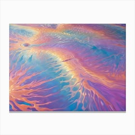 Abstract Painting Of Pastel Hues Flowing And Creating Two Round Shapes In An Ocean Wave Effect Canvas Print