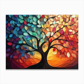 Colorful Tree with Vibrant Leaves Hanging Branches Illustration Background 3d 1 Leinwandbild