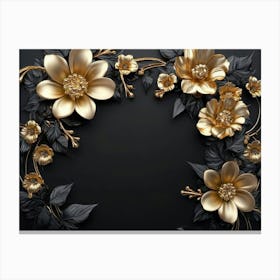 Gold Floral Frame 1 Canvas Print