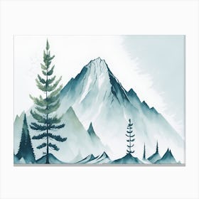 Mountain And Forest In Minimalist Watercolor Horizontal Composition 162 Canvas Print