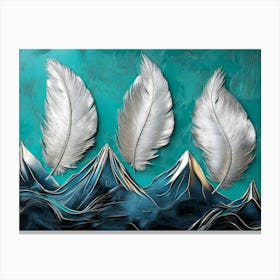 Vibrant 3d Featuring Deep Emerald, Glimmering Bronze Feathers and Captivating Canvas Print