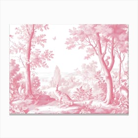 Pink Toile Wallpaper Canvas Print