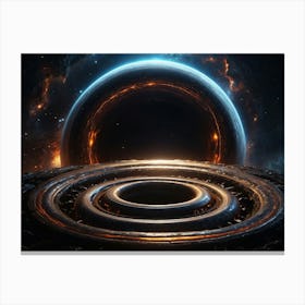 Default Black Hole Above It Gas Giant Tube With Rings As Suppo 1 Canvas Print