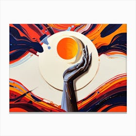 Hand Holding The Sun Canvas Print