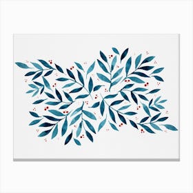 Teal Branches And Dots Canvas Print