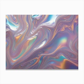 Abstract Liquid Marble Swirl Pattern In Iridescent Colors, Holographic And Metallic Canvas Print