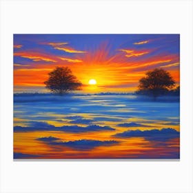 Sunrise Over A Frozen Lake Canvas Print