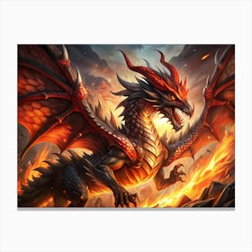 Dragon In Flames 1 Canvas Print