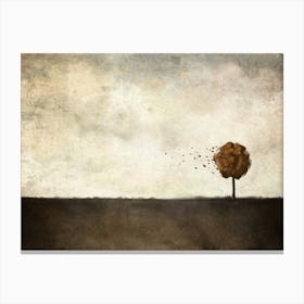 Tree In An Autumn Field Canvas Print