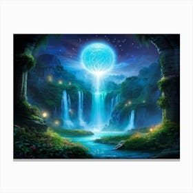 Magical Orb Emitting Soft Luminescence Cradled In The Heart Of An Enchanting Fantasy Realm Surroun Canvas Print