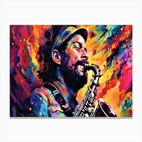 In Love With The Music - Saxophone Player Plays Canvas Print