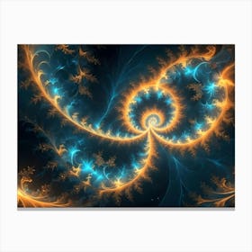 Abstract Image Of A Swirling, Golden And Blue Spiral With Light Trails, Creating A Magical And Cosmic Effect Canvas Print