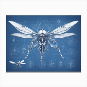 Blueprint - Dragonfly Canvas Print