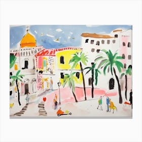 Catania Italy Cute Watercolour Illustration 3 Canvas Print