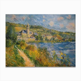 Winter Lakeview Tranquility Painting Inspired By Paul Cezanne Canvas Print