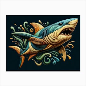 Shark Art,Dynamic Shark in Motion Canvas Print