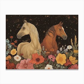 Floral Animal Illustration Horse 1 Canvas Print