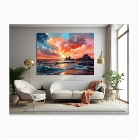 Sunset Over The Ocean living room wall art Canvas Print