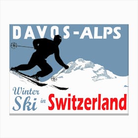 Davos, Alps Mountain, Vinter Ski In Switzerland Canvas Print
