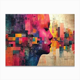Colorful Chronicles: Abstract Narratives of History and Resilience. Abstract Of A Woman'S Head Canvas Print