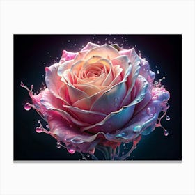 Pink Rose With Water Droplets Canvas Print