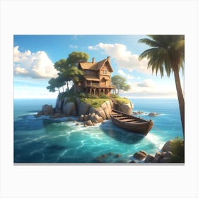 House On The Island Canvas Print