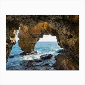 Cave and the Mediterranean, Cova dels Arcs Canvas Print